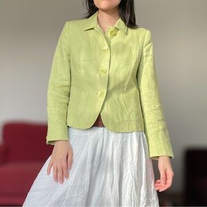 100% Linen Talbots Light Green Blazer